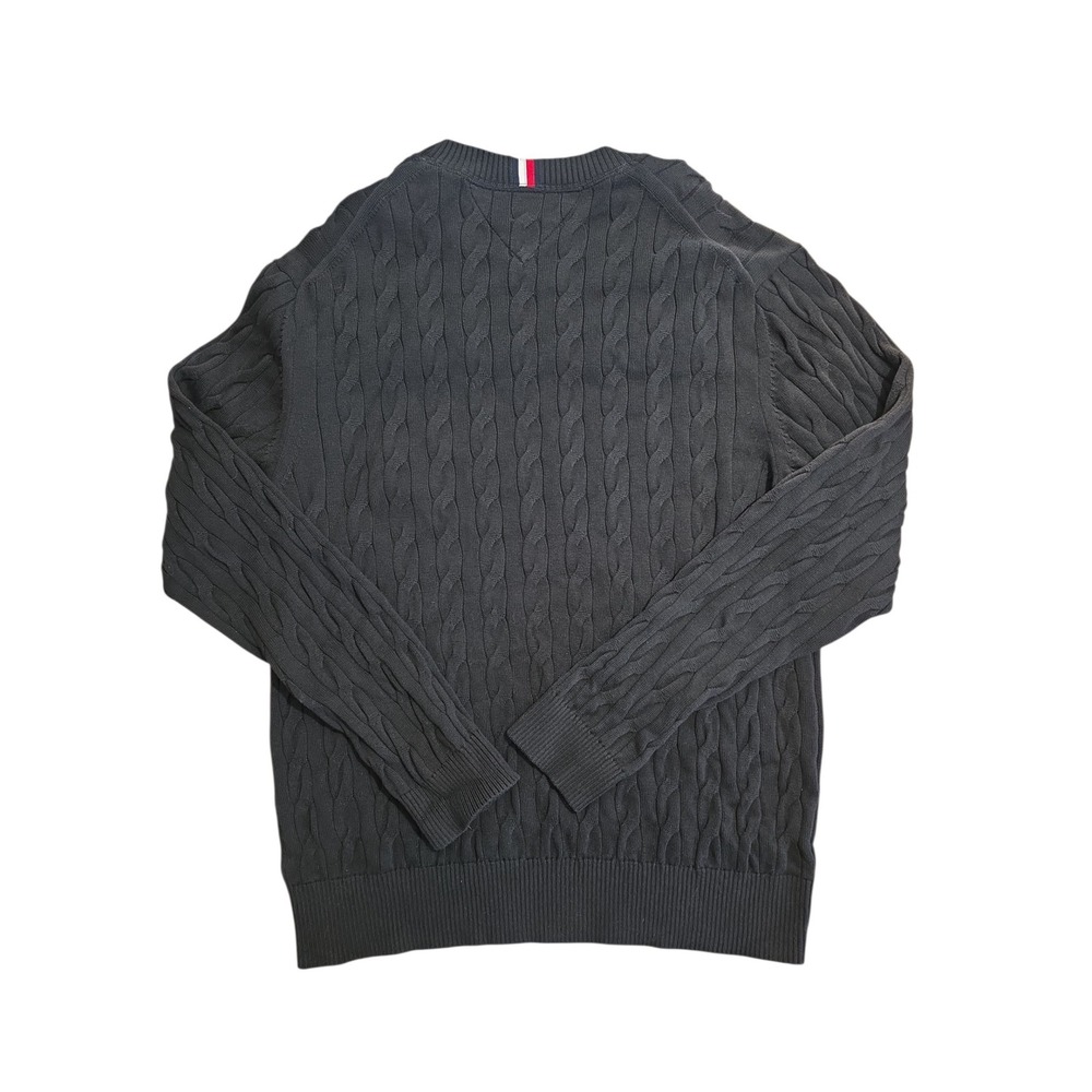 Tommy Hilfiger Mens XXL Black Cable Knit Cotton Crew Neck Sweater - Picture 3 of 5